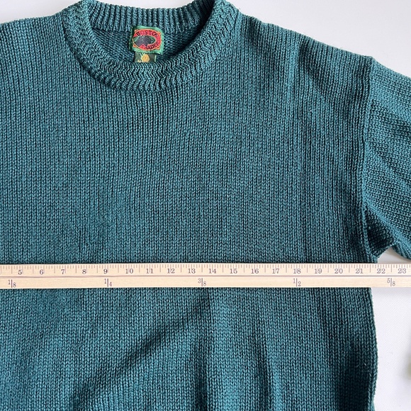 Vintage Men's Pure Wool Sweater Boston Trader’s Green Large Nordic Grandpacore - Picture 9 of 11